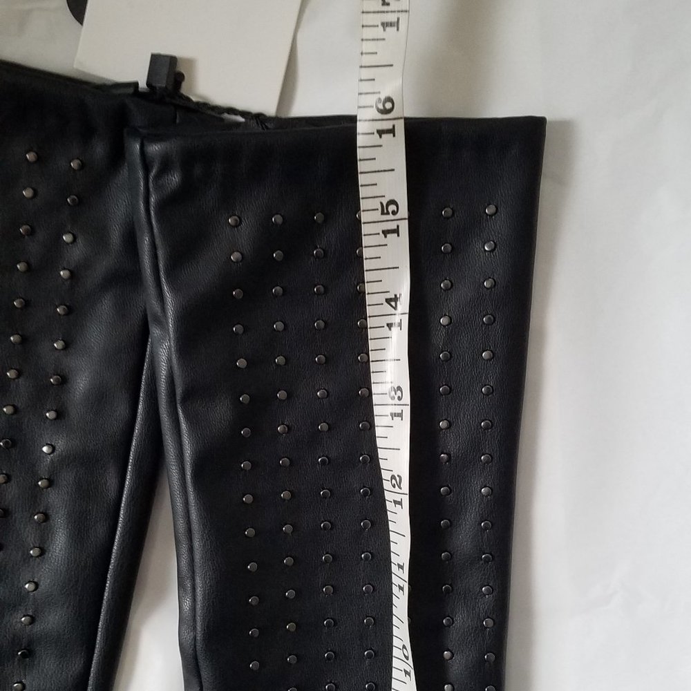 NWT FAUX LEATHER LONG BLACK STUDDED GLOVES - Picture 6 of 7